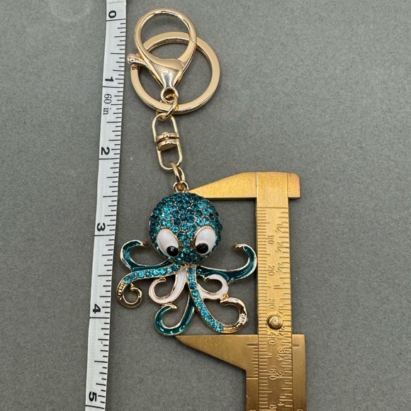 2/$20 Sparkly Whimsical Blue Octopus Keychain - Picture 7 of 8